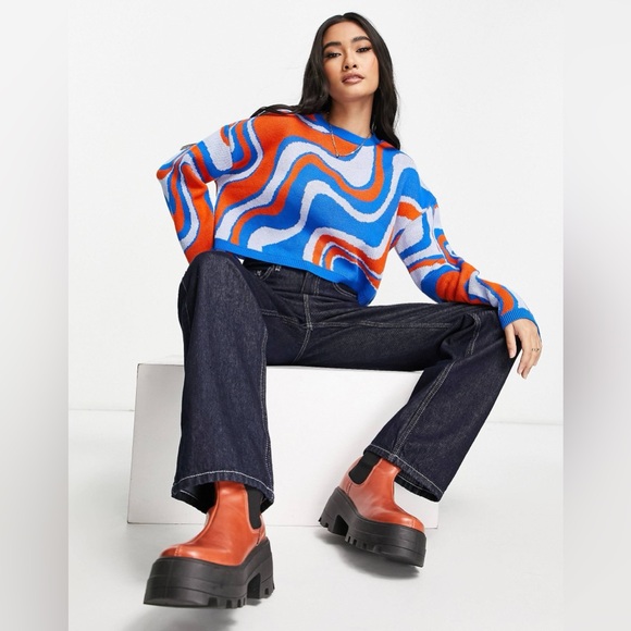 ASOS DESIGN boxy sweater in swirl pattern - Picture 3 of 9